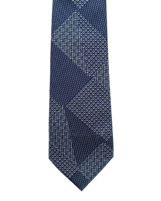 Armani Collezioni Mens Navy Blue / Light Blue Patchwork Geometric Neck Tie
