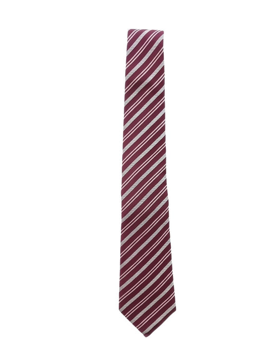 Armani Collezione Mens Burgundy / White Diagonal Stripe Neck Tie