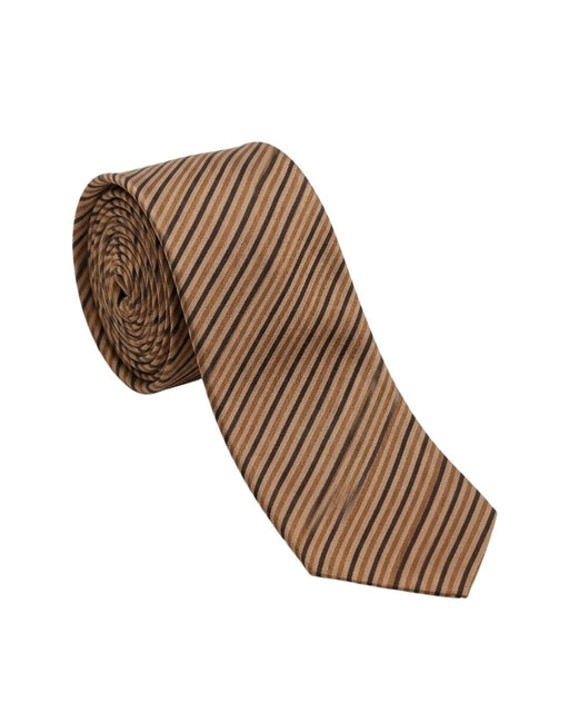 Armani Collezioni Mens Brown / Black Fine Vertical Stripe Neck Tie