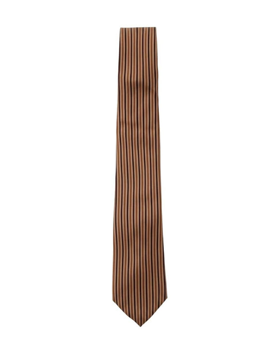 Armani Collezioni Mens Brown / Black Fine Vertical Stripe Neck Tie