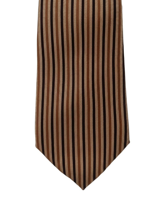 Armani Collezioni Mens Brown / Black Fine Vertical Stripe Neck Tie