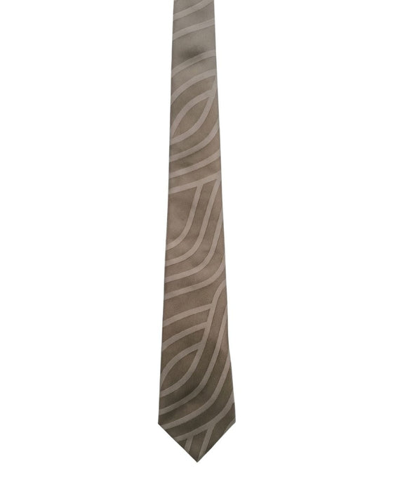 Armani Collezioni Mens Taupe / Beige Curved Geometric Neck Tie
