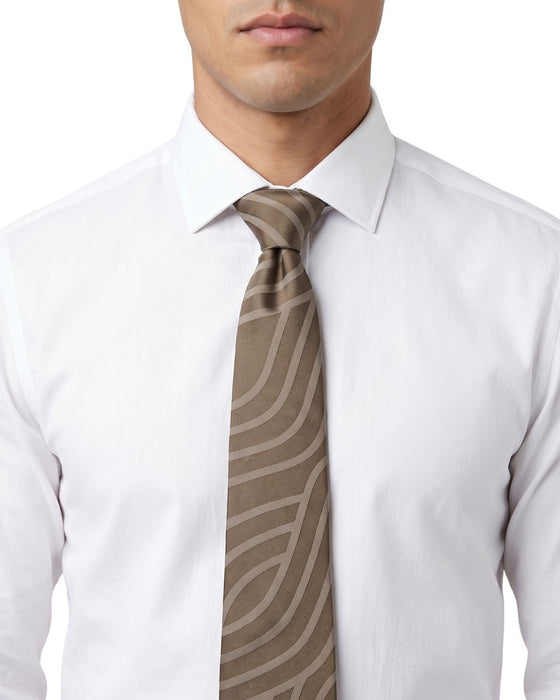 Armani Collezioni Mens Taupe / Beige Curved Geometric Neck Tie