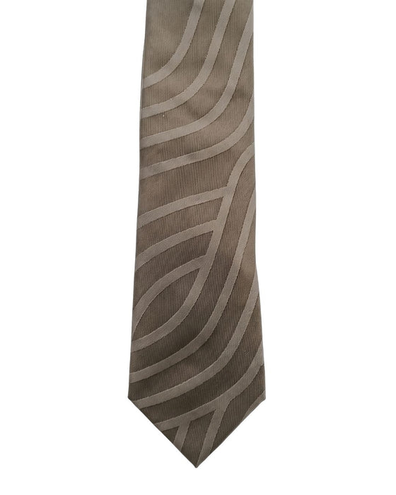Armani Collezioni Mens Taupe / Beige Curved Geometric Neck Tie