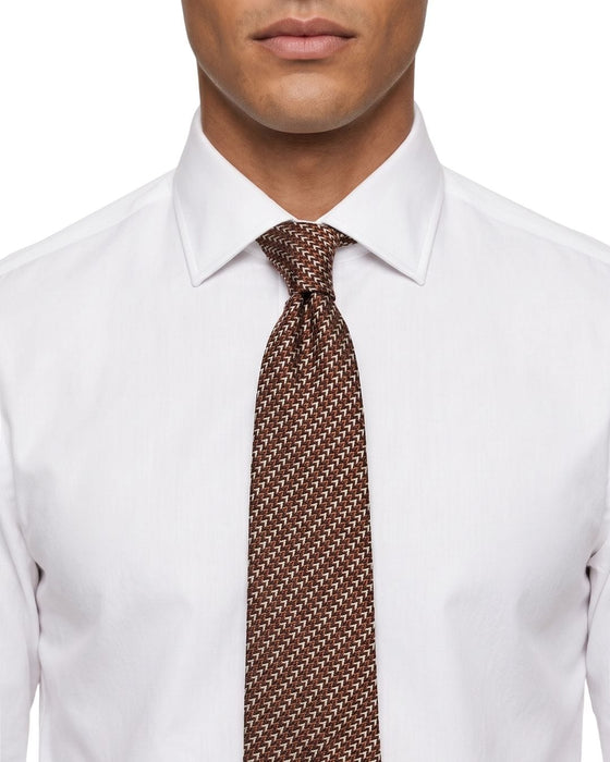 Armani Collezioni Mens Rust Orange Micro Geometric Silk Neck Tie