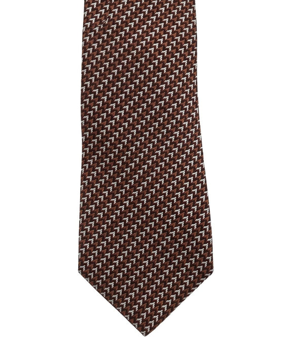 Armani Collezioni Mens Rust Orange Micro Geometric Silk Neck Tie