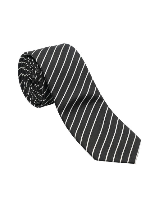 Armani Collezioni Mens Black / White Diagonal Stripe Neck Tie