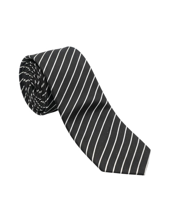 Armani Collezione Mens Black / White Diagonal Stripe Neck Tie