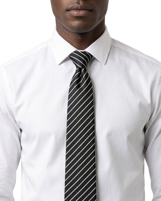 Armani Collezione Mens Black / White Diagonal Stripe Neck Tie