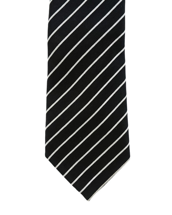 Armani Collezione Mens Black / White Diagonal Stripe Neck Tie