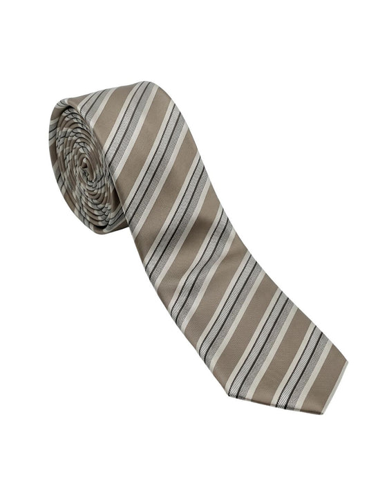 Armani Collezioni Mens Taupe / White / Black Diagonal Stripe Neck Tie