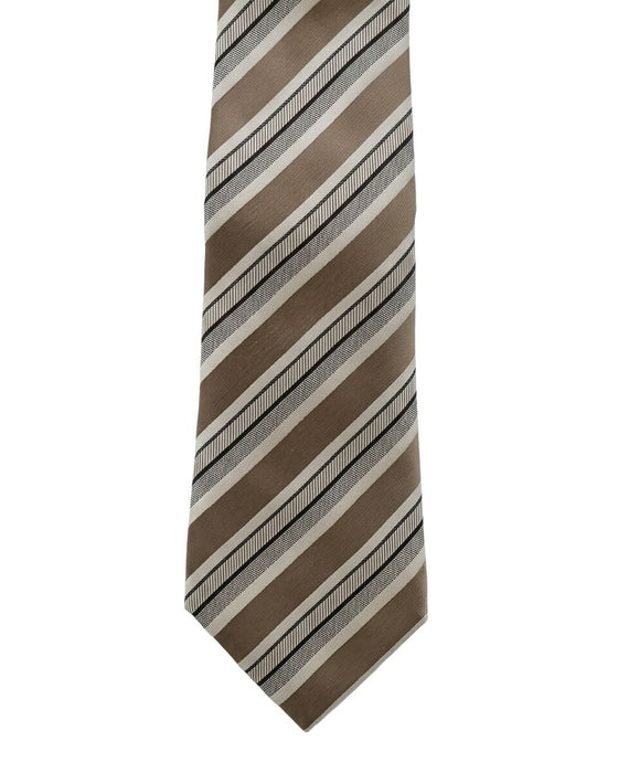 Armani Collezioni Mens Taupe / White / Black Diagonal Stripe Neck Tie