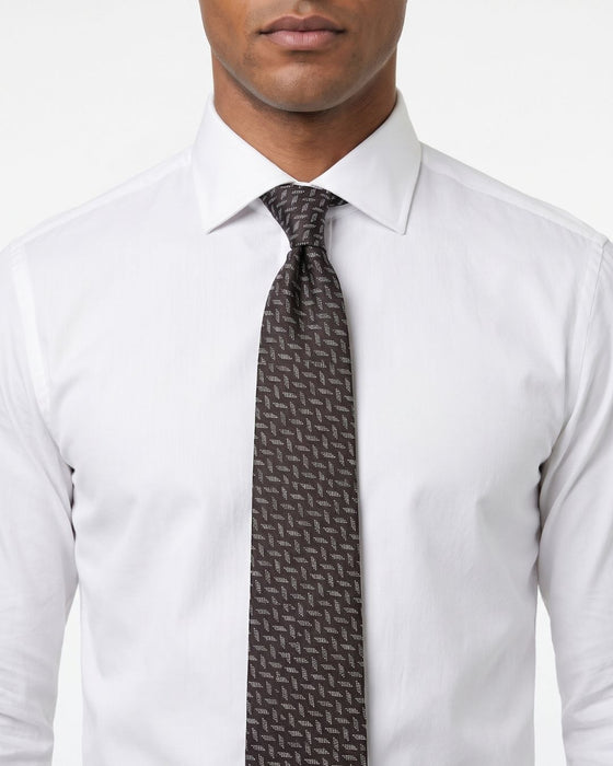 Armani Collezione Mens Black / Gray Micro Geometric Neck Tie