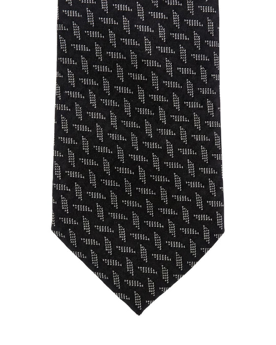 Armani Collezione Mens Black / Gray Micro Geometric Neck Tie