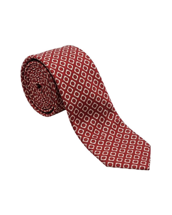 Armani Collezione Mens Red / Beige Diamond Geometric Neck Tie