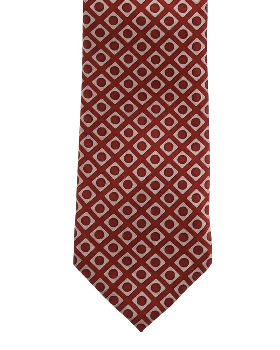 Armani Collezione Mens Red / Beige Diamond Geometric Neck Tie