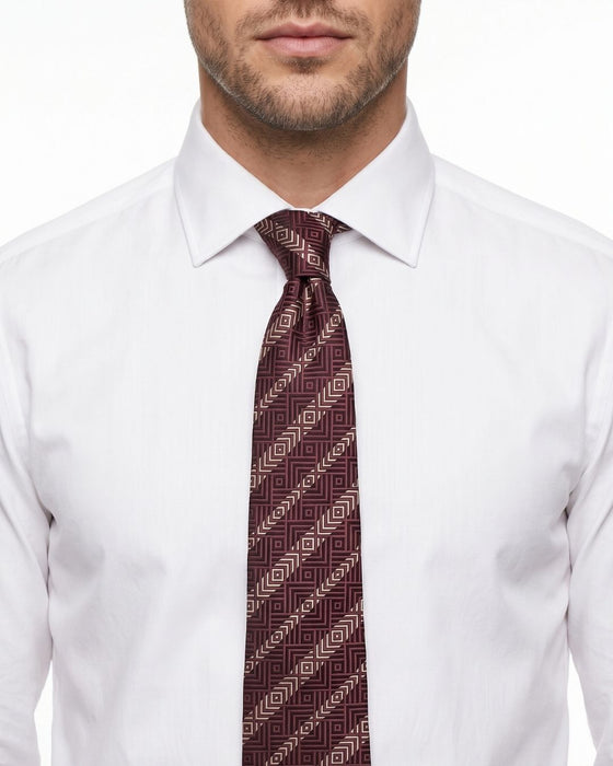 Armani Collezioni Mens Burgundy / Pink Diagonal Geometric Neck Tie