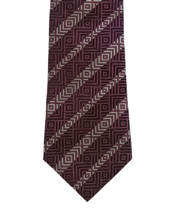 Armani Collezioni Mens Burgundy / Pink Diagonal Geometric Neck Tie