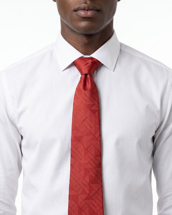 Armani Collezione Mens Red Tonal Diamond Neck Tie