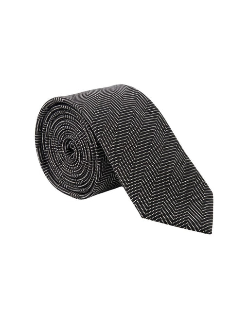 Armani Collezioni Mens Black / Gray Zigzag Geometric Neck Tie
