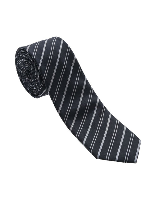 Armani Collezioni Mens Black / Gray Diagonal Stripe Neck Tie