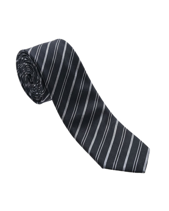 Armani Collezione Mens Black / Gray Diagonal Stripe Neck Tie