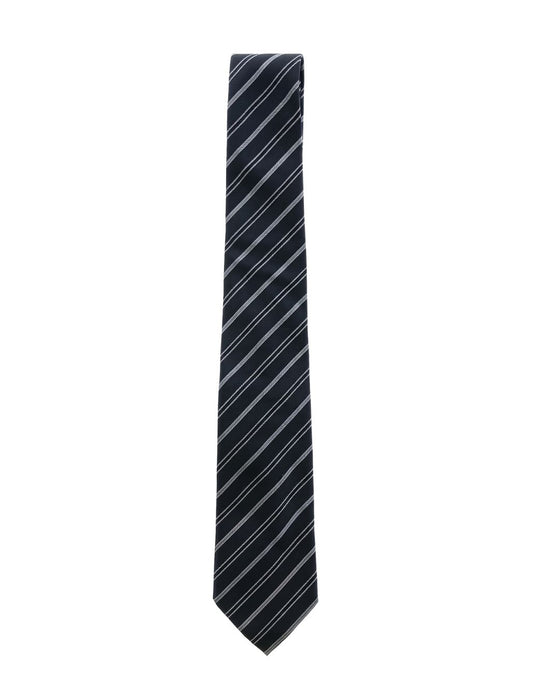 Armani Collezione Mens Black / Gray Diagonal Stripe Neck Tie