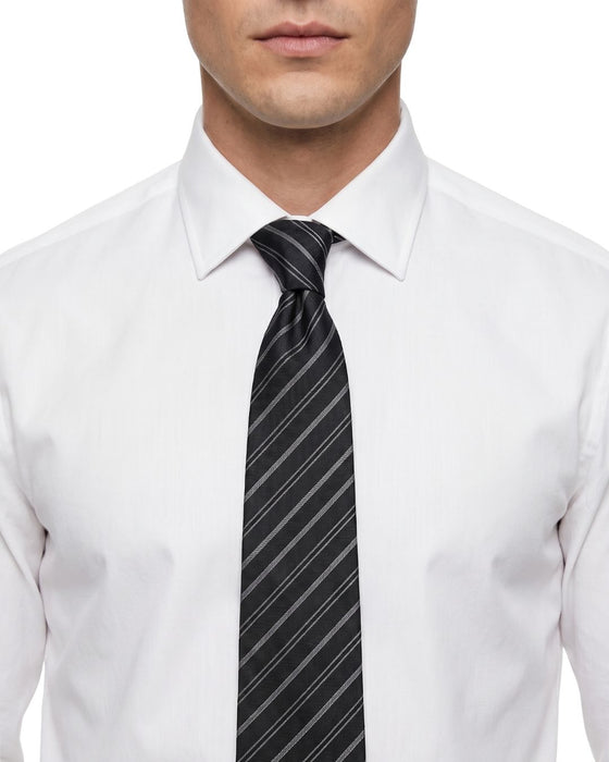 Armani Collezione Mens Black / Gray Diagonal Stripe Neck Tie