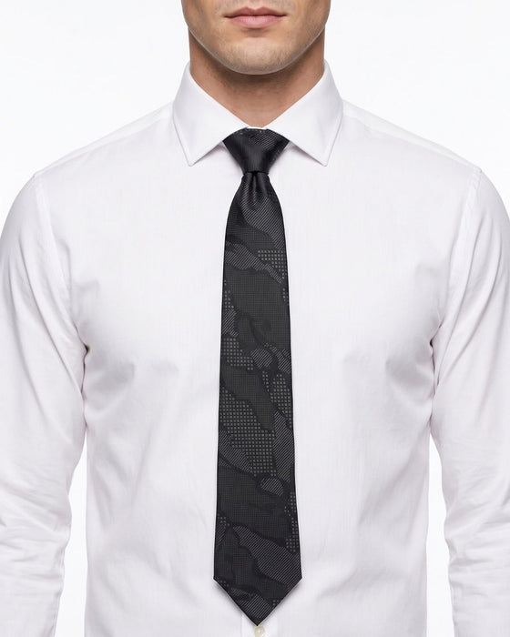 Armani Collezioni Mens Black / Charcoal Tonal Abstract Neck Tie