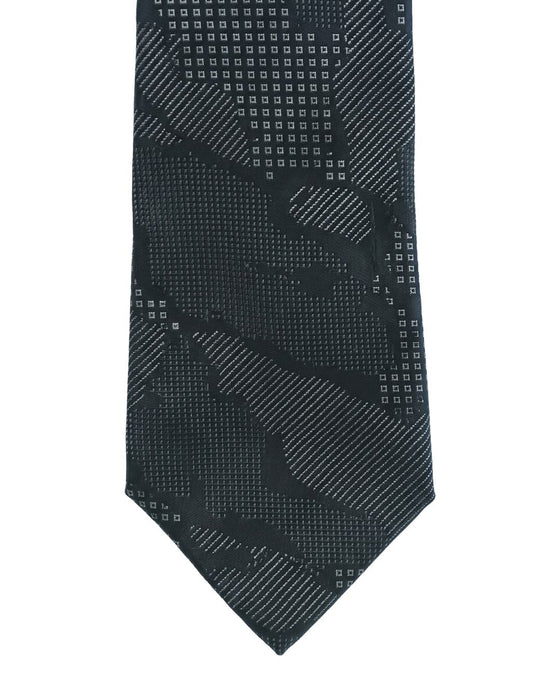 Armani Collezioni Mens Black / Charcoal Tonal Abstract Neck Tie