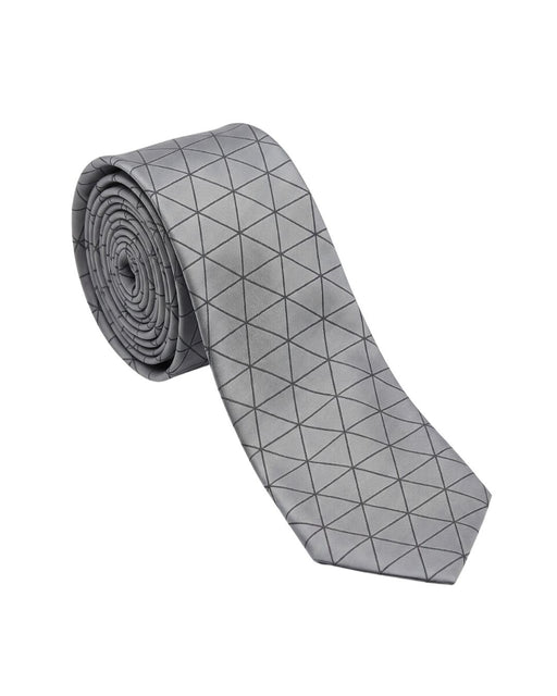 Armani Collezioni Mens Silver Gray / Black Triangle Geometric Neck Tie