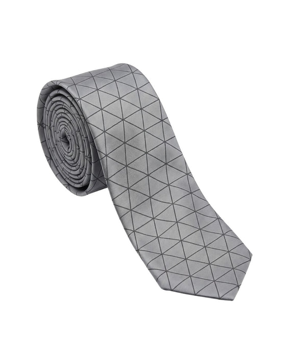 Armani Collezione Mens Silver Gray / Black Triangle Geometric Neck Tie
