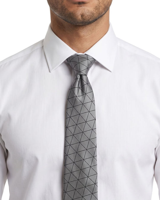Armani Collezione Mens Silver Gray / Black Triangle Geometric Neck Tie