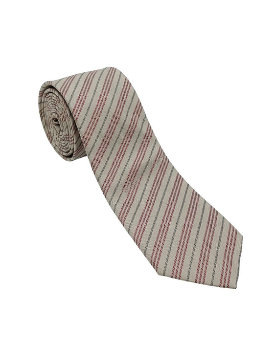 Armani Collezione Mens Beige / Burgundy / Gray Diagonal Stripe Neck Tie