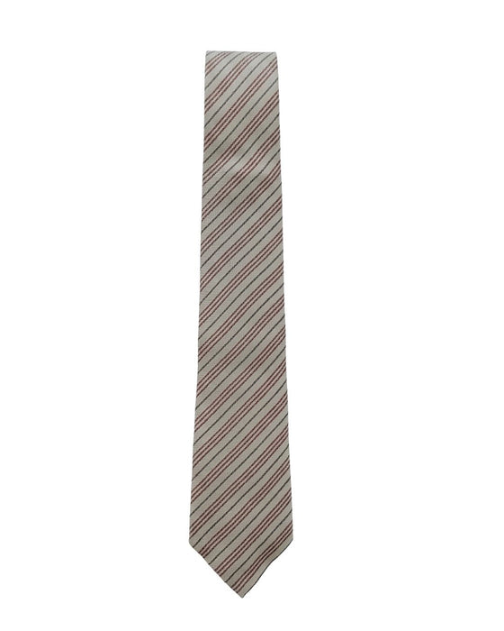 Armani Collezione Mens Beige / Burgundy / Gray Diagonal Stripe Neck Tie