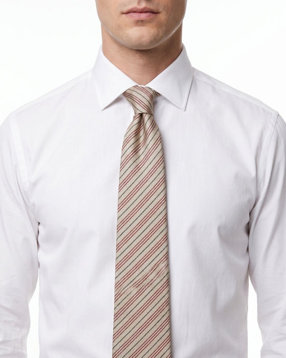 Armani Collezione Mens Beige / Burgundy / Gray Diagonal Stripe Neck Tie