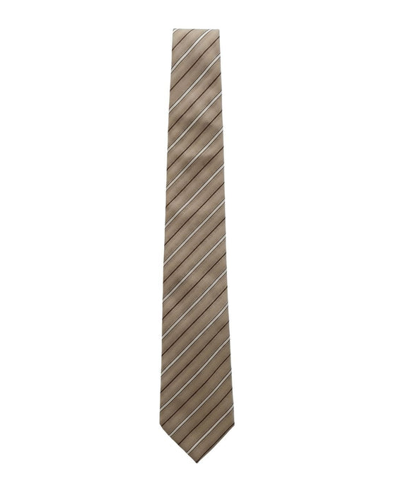 Armani Collezioni Mens Beige / Taupe Diagonal Stripe Silk Neck Tie