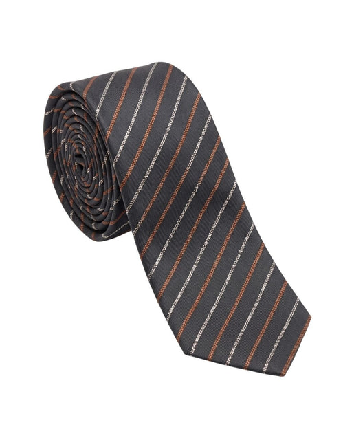 Armani Collezioni Mens Charcoal / Orange Diagonal Stripe Silk Neck Tie