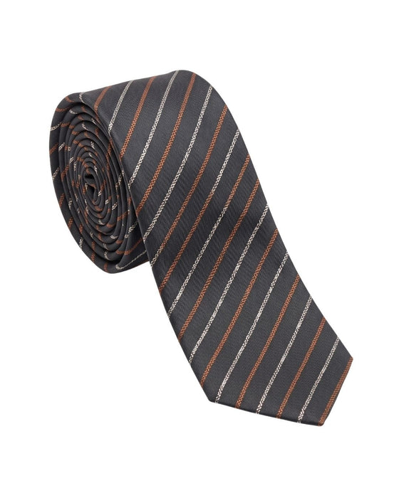 Armani Collezioni Mens Charcoal / Orange Diagonal Stripe Silk Neck Tie