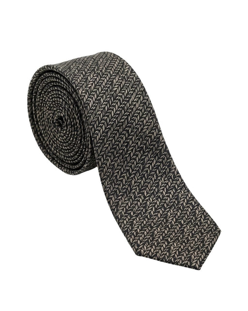 Armani Collezioni Mens Black / Gray Micro Leaf Geometric Neck Tie