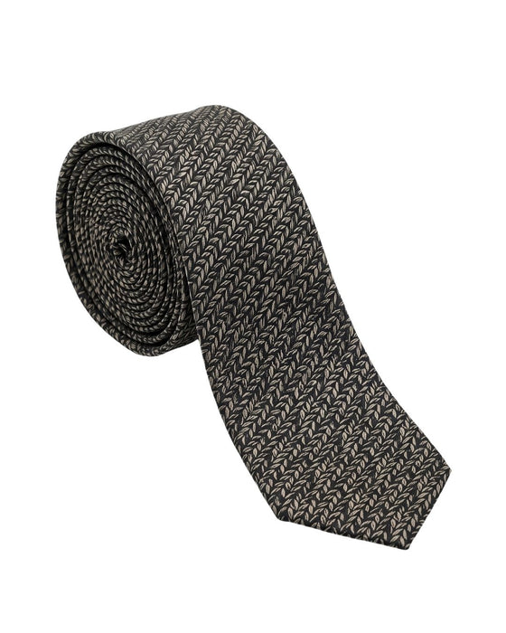 Armani Collezioni Mens Black / Gray Micro Leaf Geometric Neck Tie