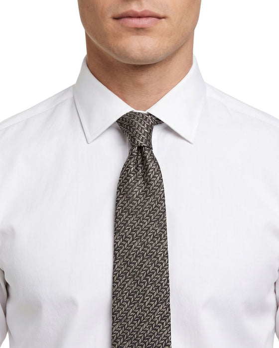 Armani Collezioni Mens Black / Gray Micro Leaf Geometric Neck Tie