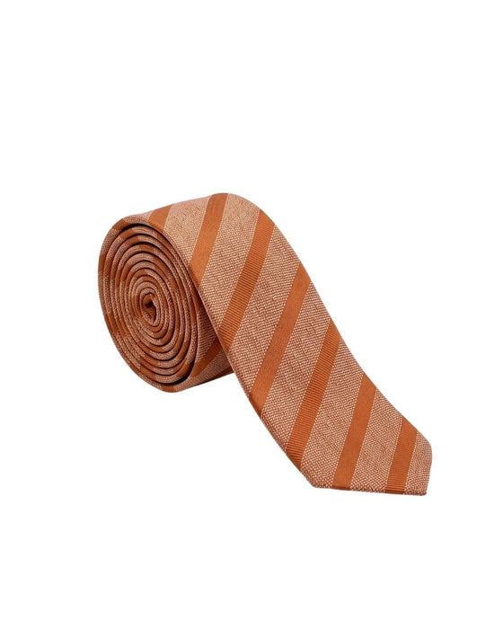 Armani Collezioni Mens Orange Diagonal Stripe Silk Neck Tie