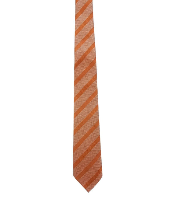 Armani Collezioni Mens Orange Diagonal Stripe Silk Neck Tie