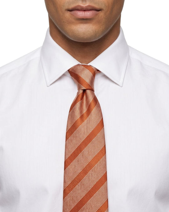 Armani Collezioni Mens Orange Diagonal Stripe Silk Neck Tie