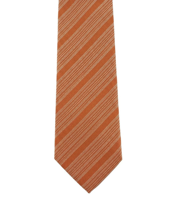 Armani Collezioni Mens Orange Diagonal Stripe Silk Neck Tie