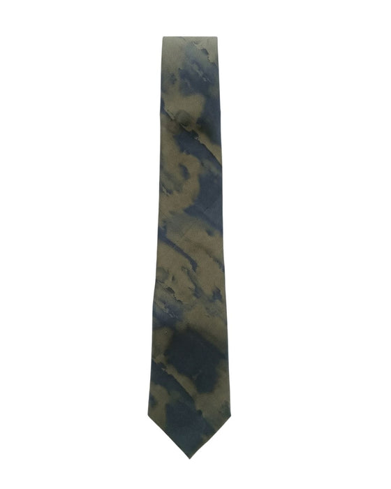 Armani Collezioni Mens Olive Green / Black Abstract Print Neck Tie