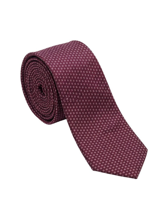 Armani Collezioni Mens Burgundy / White Micro Dot Silk Neck Tie