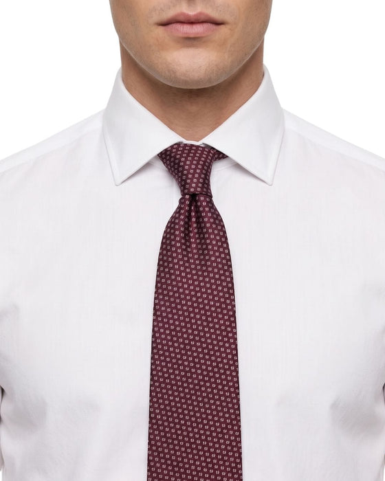 Armani Collezioni Mens Burgundy / White Micro Dot Silk Neck Tie
