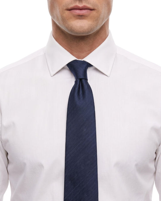 Armani Collezioni Mens Navy Blue Tonal Diagonal Stripe Neck Tie